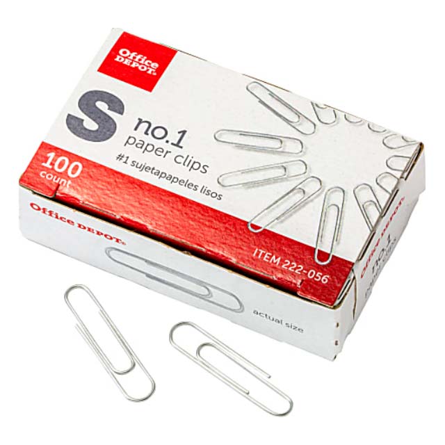 office depot no.1 paper clips top view of box